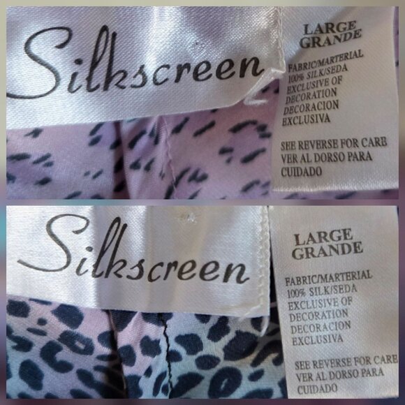 Silkscreen 100% Silk Lace Trim Animal Print Cami Top Bundle of 2 Sz Large Purple - Picture 2 of 12